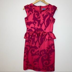 NWT Cynthia Rowley Pink Peplum Foxtrot Capped Sleeve Dress Size S